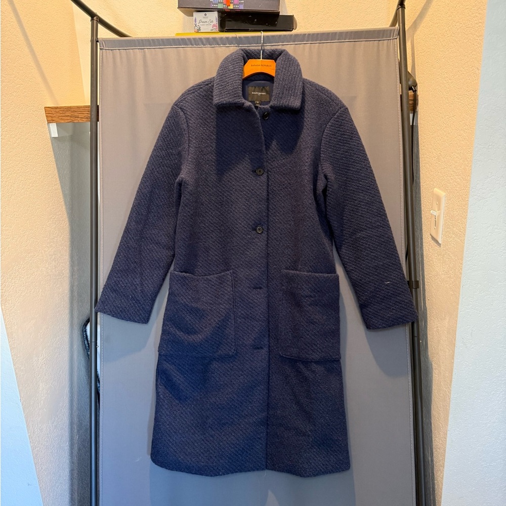 Banana Republic Textured Navy Trench Coat